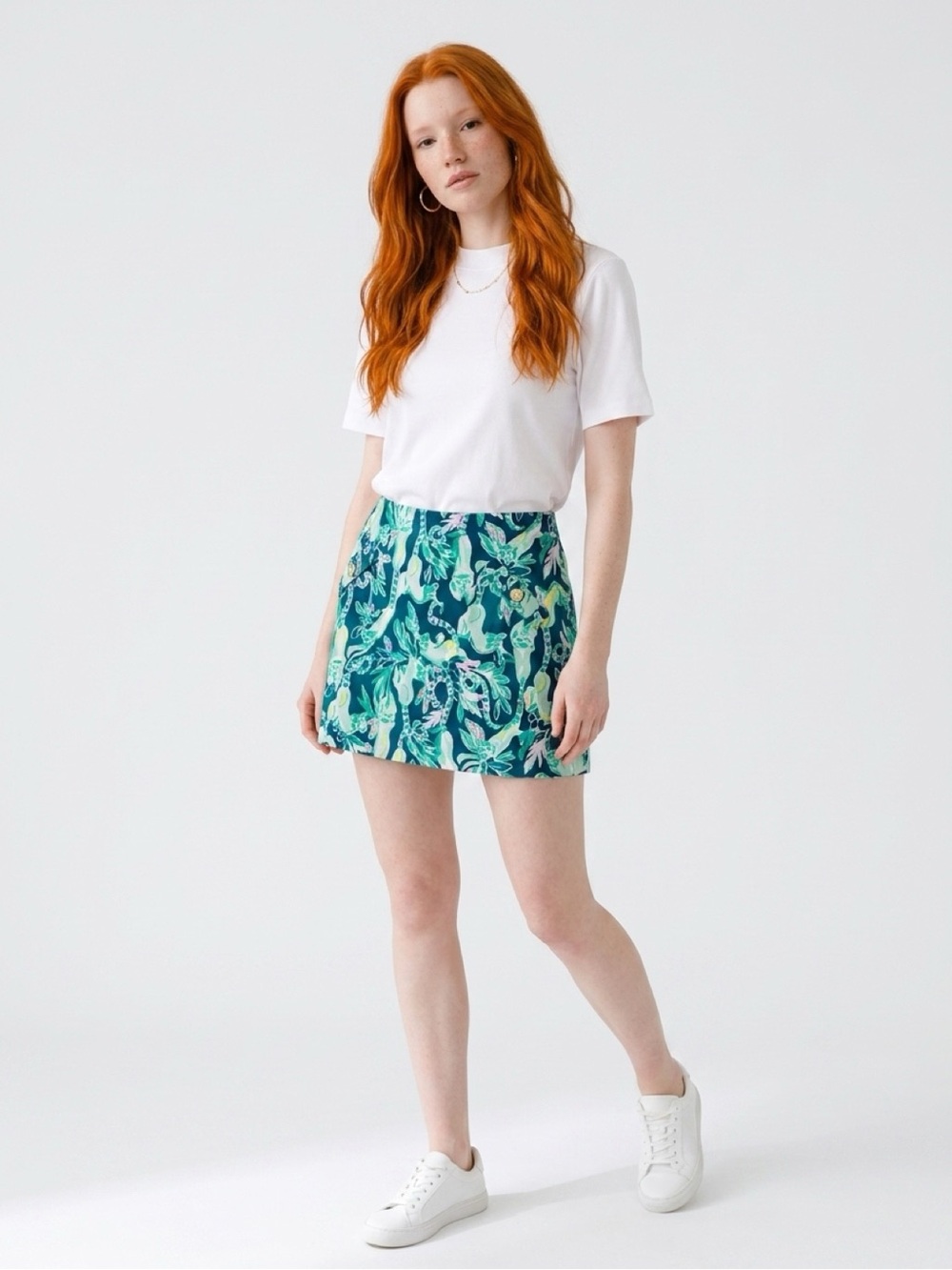 🍃Lilly Pulitzer Madison Skort In The Details Lemur Print Teal/Green Size Large - Picture 2 of 6